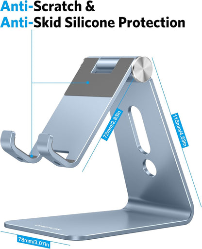 C2 Adjustable Aluminum Cell Phone Stand with Charging Cutout, Silver