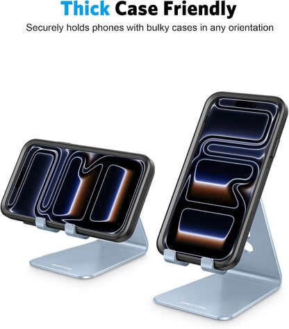 C2 Adjustable Aluminum Cell Phone Stand with Charging Cutout, Silver