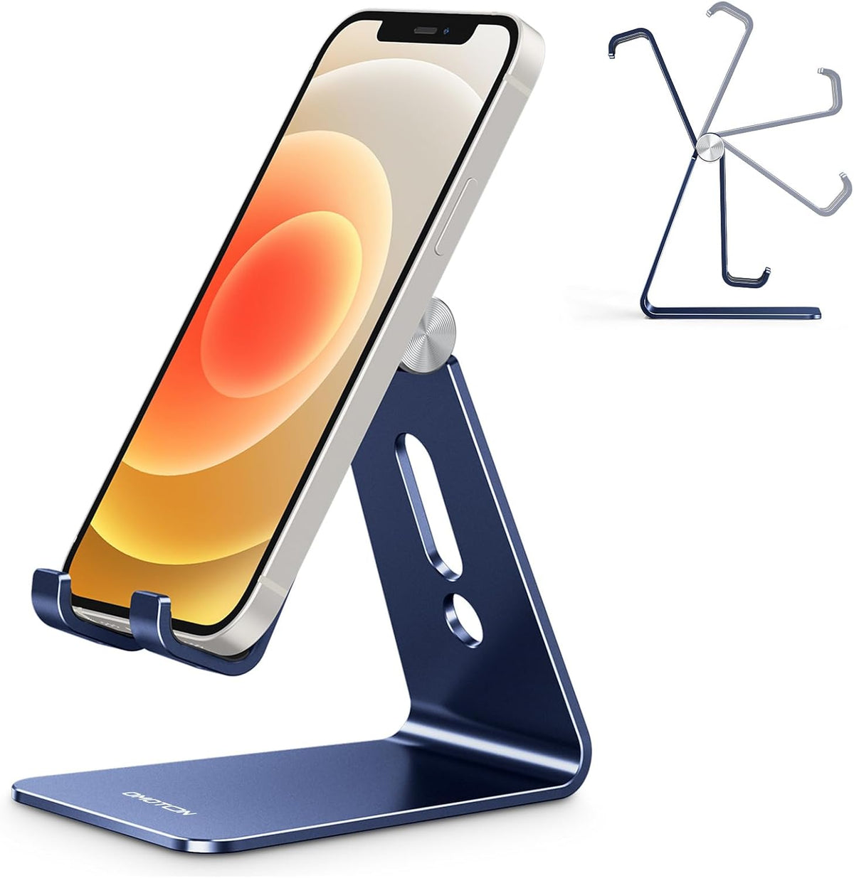 C2 Adjustable Aluminum Cell Phone Stand with Charging Cutout, Silver