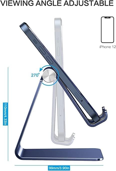 C2 Adjustable Aluminum Cell Phone Stand with Charging Cutout, Silver