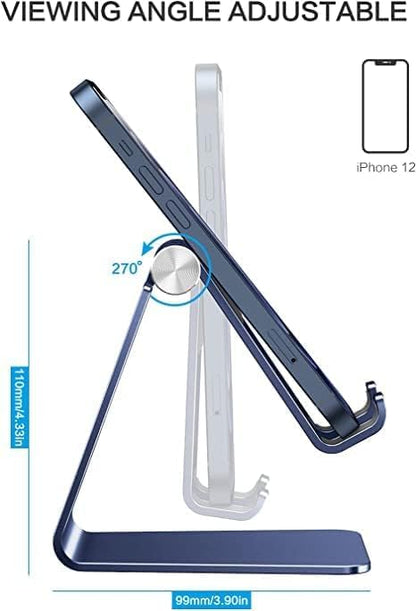 C2 Adjustable Aluminum Cell Phone Stand with Charging Cutout, Silver