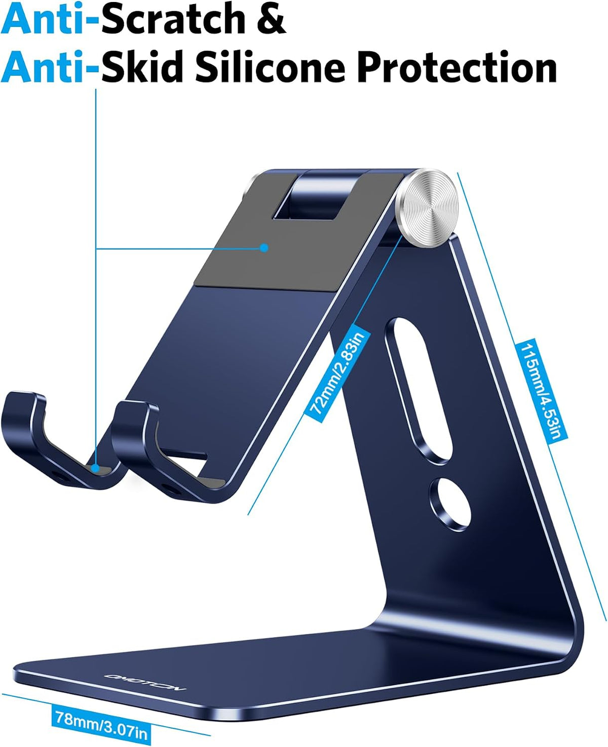 C2 Adjustable Aluminum Cell Phone Stand with Charging Cutout, Silver