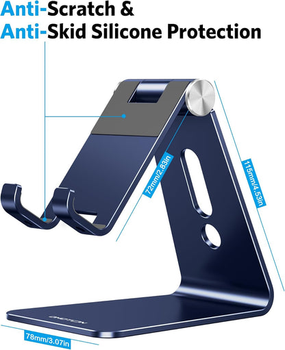 C2 Adjustable Aluminum Cell Phone Stand with Charging Cutout, Silver