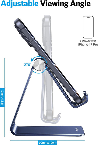 C2 Adjustable Aluminum Cell Phone Stand with Charging Cutout, Silver