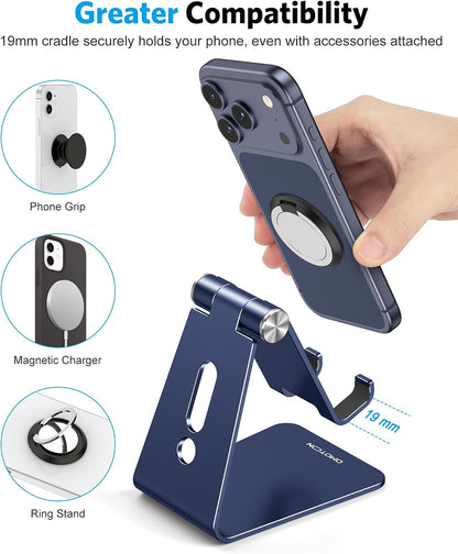 C2 Adjustable Aluminum Cell Phone Stand with Charging Cutout, Silver
