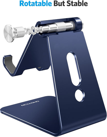 C2 Adjustable Aluminum Cell Phone Stand with Charging Cutout, Silver