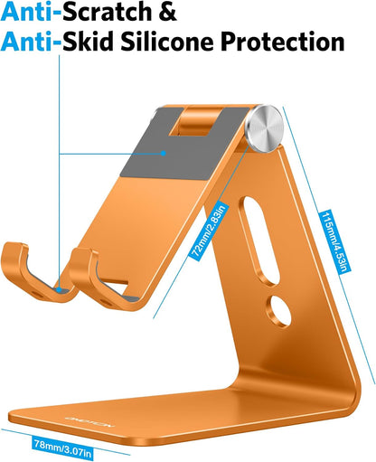 C2 Adjustable Aluminum Cell Phone Stand with Charging Cutout, Silver