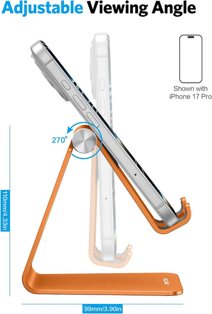 C2 Adjustable Aluminum Cell Phone Stand with Charging Cutout, Silver