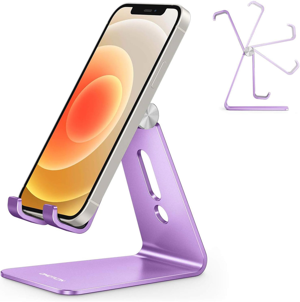 C2 Adjustable Aluminum Cell Phone Stand with Charging Cutout, Silver