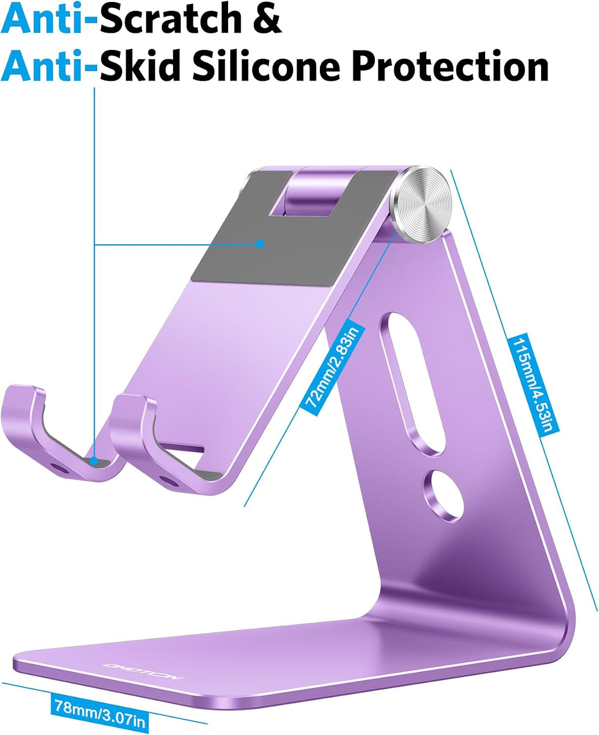 C2 Adjustable Aluminum Cell Phone Stand with Charging Cutout, Silver