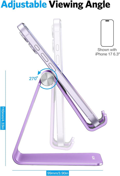 C2 Adjustable Aluminum Cell Phone Stand with Charging Cutout, Silver