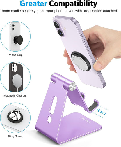 C2 Adjustable Aluminum Cell Phone Stand with Charging Cutout, Silver