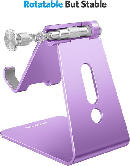 C2 Adjustable Aluminum Cell Phone Stand with Charging Cutout, Silver