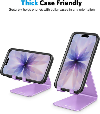 C2 Adjustable Aluminum Cell Phone Stand with Charging Cutout, Silver