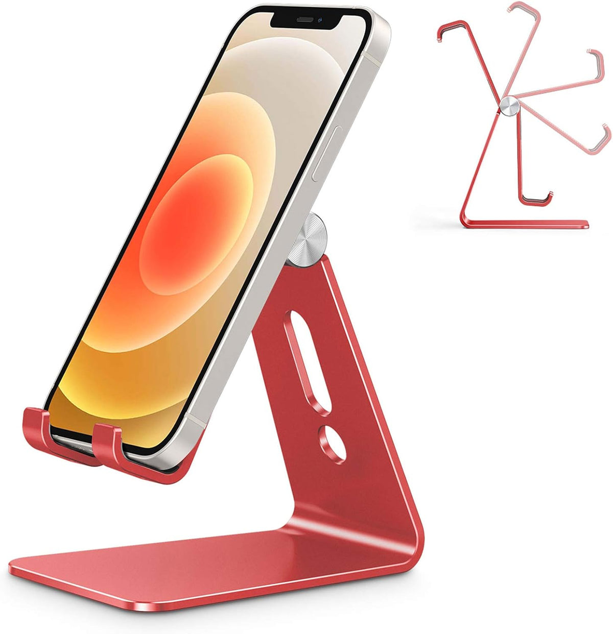C2 Adjustable Aluminum Cell Phone Stand with Charging Cutout, Silver