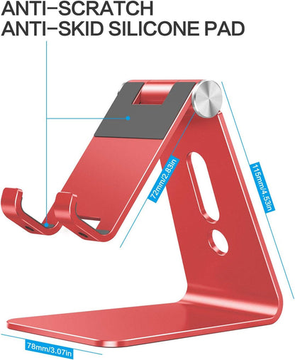 C2 Adjustable Aluminum Cell Phone Stand with Charging Cutout, Silver