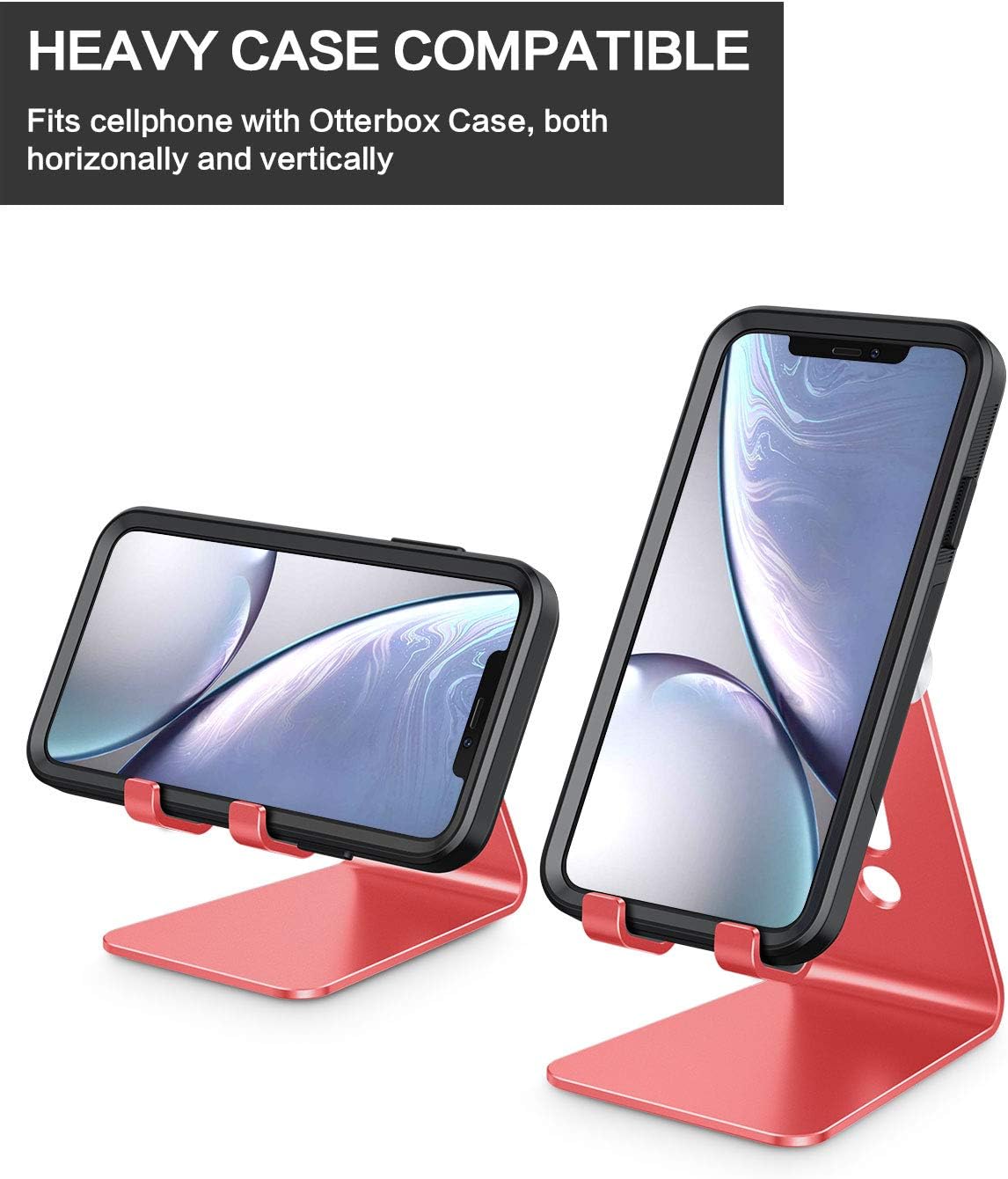 C2 Adjustable Aluminum Cell Phone Stand with Charging Cutout, Silver