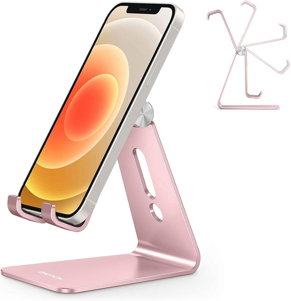 C2 Adjustable Aluminum Cell Phone Stand with Charging Cutout, Silver