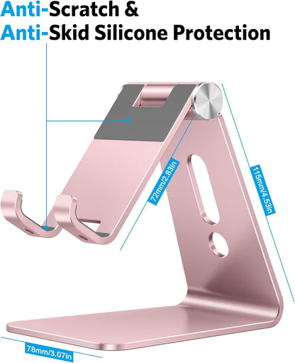 C2 Adjustable Aluminum Cell Phone Stand with Charging Cutout, Silver