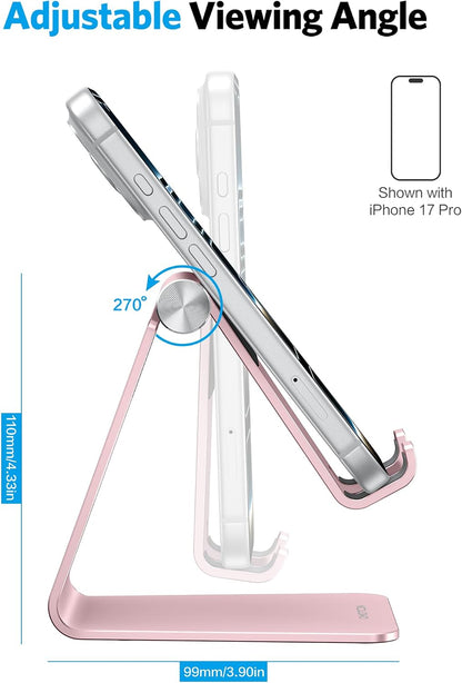 C2 Adjustable Aluminum Cell Phone Stand with Charging Cutout, Silver