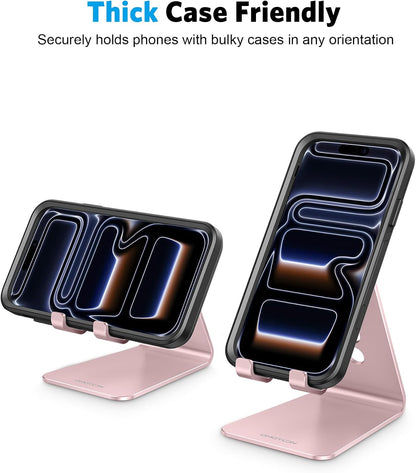 C2 Adjustable Aluminum Cell Phone Stand with Charging Cutout, Silver