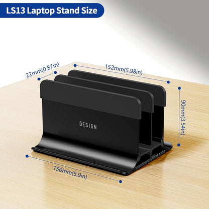 LS13 Vertical Laptop Stand Holder for Desk, 4 in 1 Desktop Stand Holder for Laptops, Tablets, Smart Phones