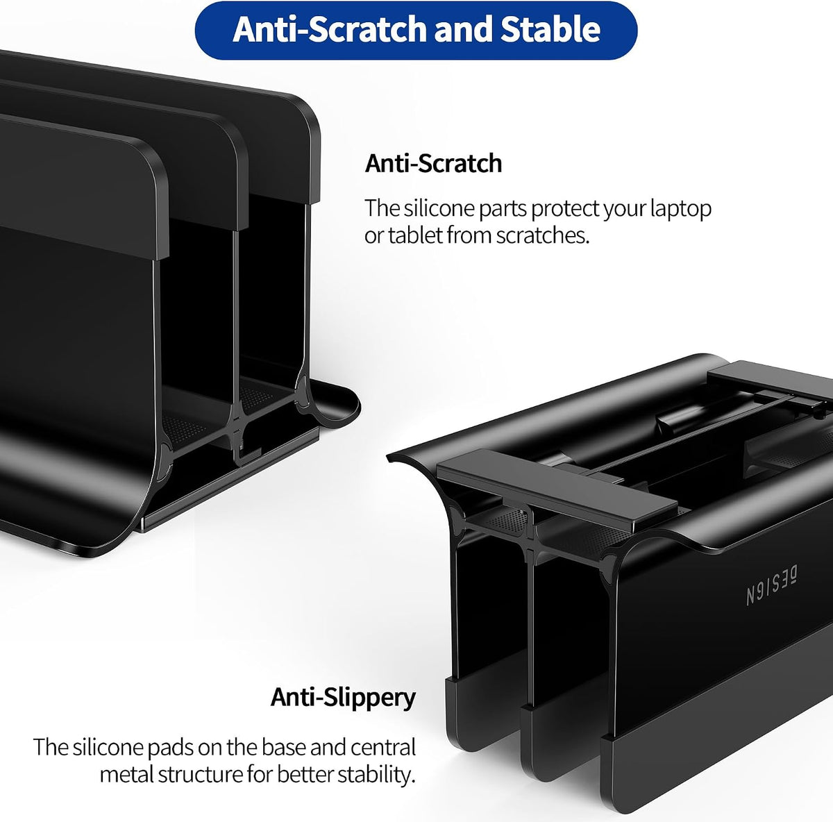 LS13 Vertical Laptop Stand Holder for Desk, 4 in 1 Desktop Stand Holder for Laptops, Tablets, Smart Phones