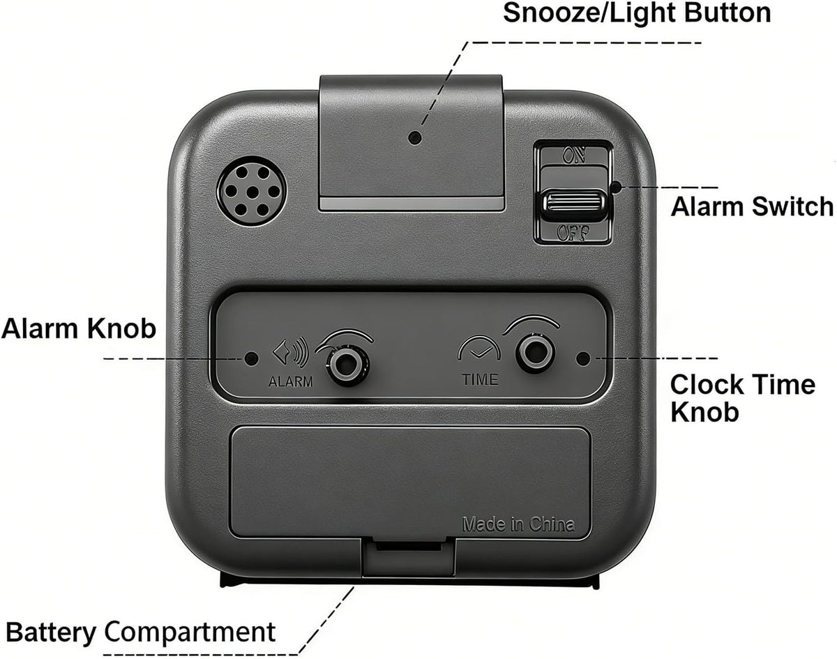 Analog Alarm Clock, Silent No Ticking Battery Operated Travel Alarm Clock with Night Light, Snooze, Loud Alarm, Luminous, Quiet Small Desk Clock for Bedrooms Deep Sleeper Adults Kids, Easy Set