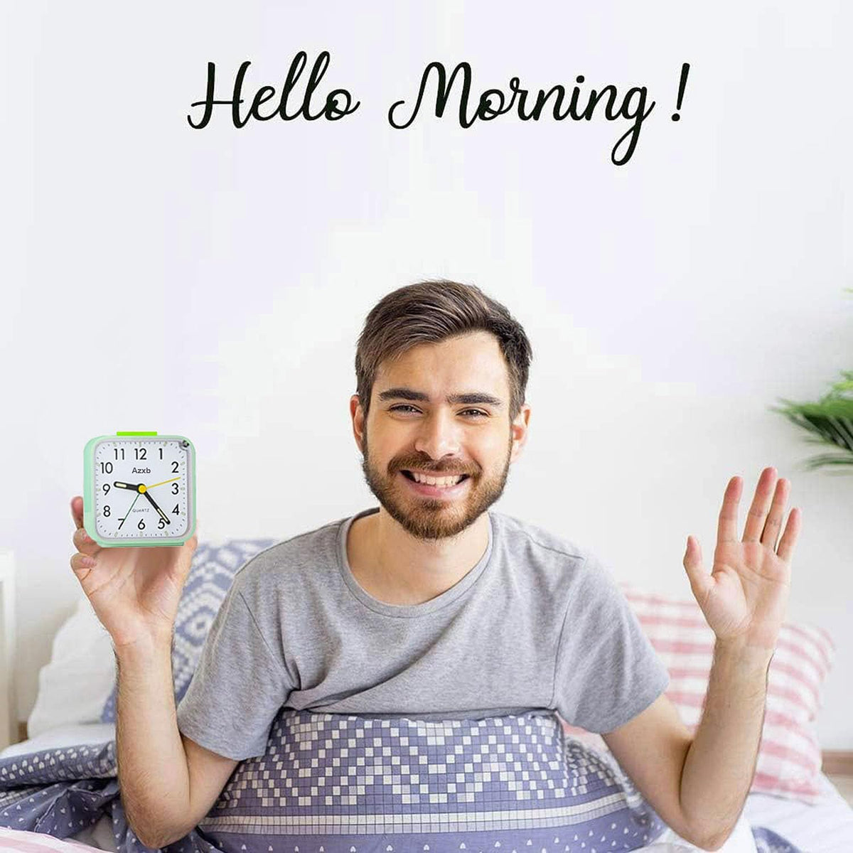 Analog Alarm Clock, Silent No Ticking Battery Operated Travel Alarm Clock with Night Light, Snooze, Loud Alarm, Luminous, Quiet Small Desk Clock for Bedrooms Deep Sleeper Adults Kids, Easy Set