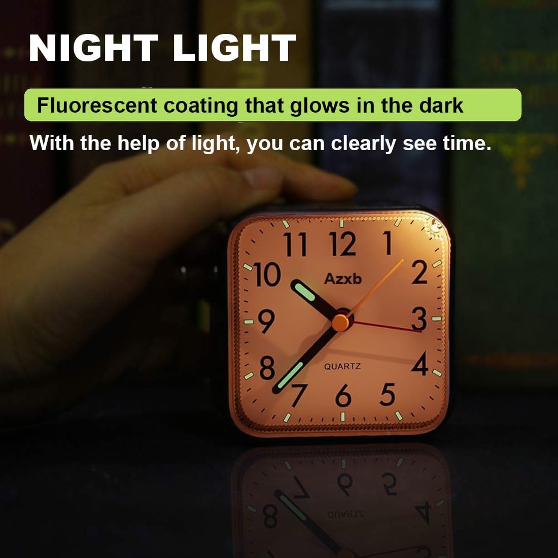 Analog Alarm Clock, Silent No Ticking Battery Operated Travel Alarm Clock with Night Light, Snooze, Loud Alarm, Luminous, Quiet Small Desk Clock for Bedrooms Deep Sleeper Adults Kids, Easy Set