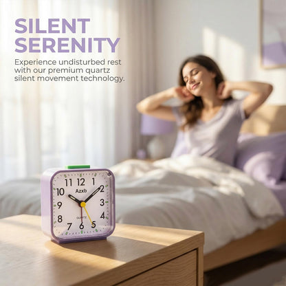 Analog Alarm Clock, Silent No Ticking Battery Operated Travel Alarm Clock with Night Light, Snooze, Loud Alarm, Luminous, Quiet Small Desk Clock for Bedrooms Deep Sleeper Adults Kids, Easy Set