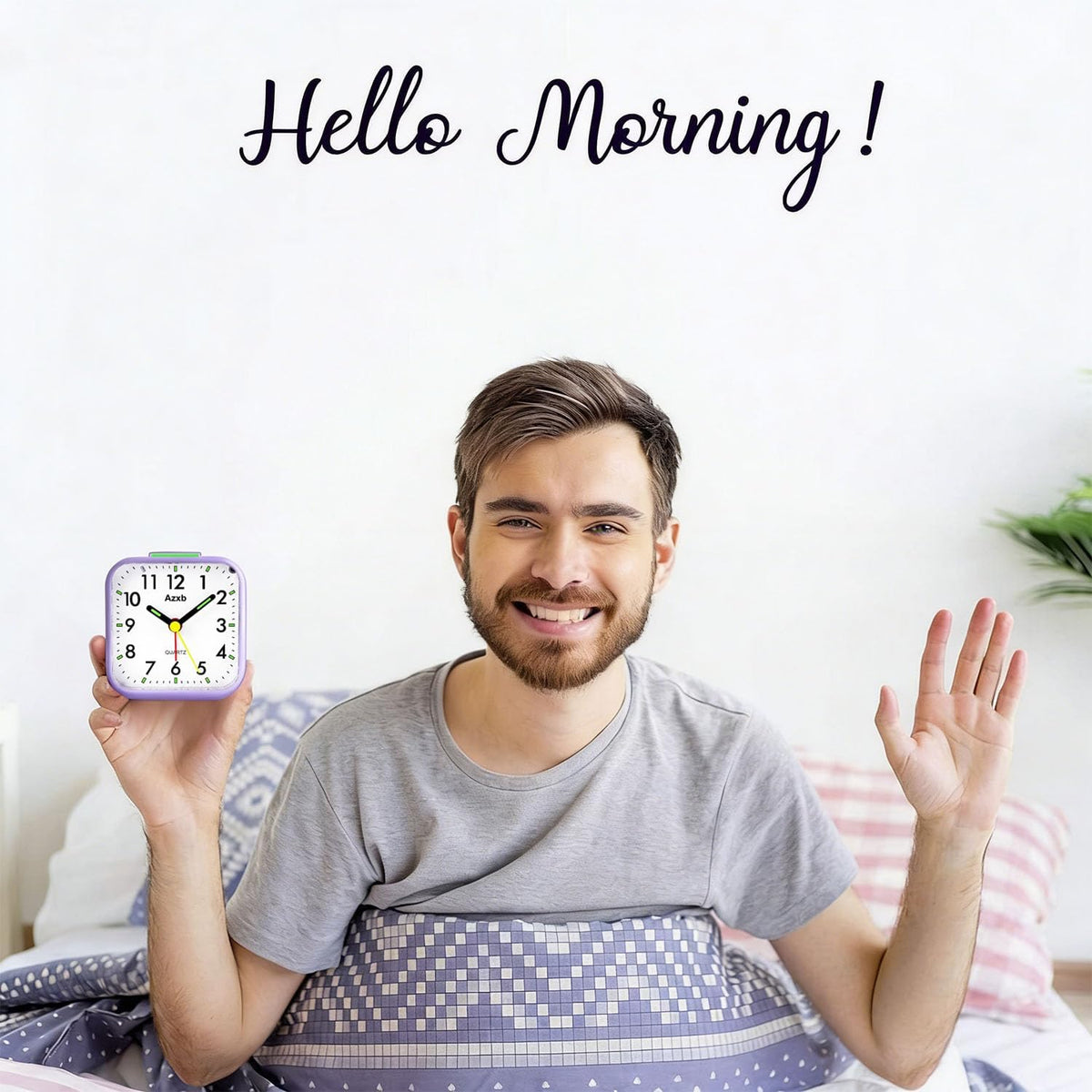 Analog Alarm Clock, Silent No Ticking Battery Operated Travel Alarm Clock with Night Light, Snooze, Loud Alarm, Luminous, Quiet Small Desk Clock for Bedrooms Deep Sleeper Adults Kids, Easy Set