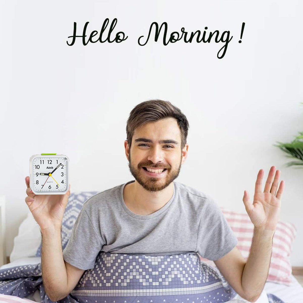 Analog Alarm Clock, Silent No Ticking Battery Operated Travel Alarm Clock with Night Light, Snooze, Loud Alarm, Luminous, Quiet Small Desk Clock for Bedrooms Deep Sleeper Adults Kids, Easy Set
