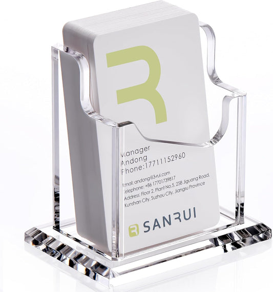 Acrylic Business Card Holder for Desk, Clear Vertical Card Organizer