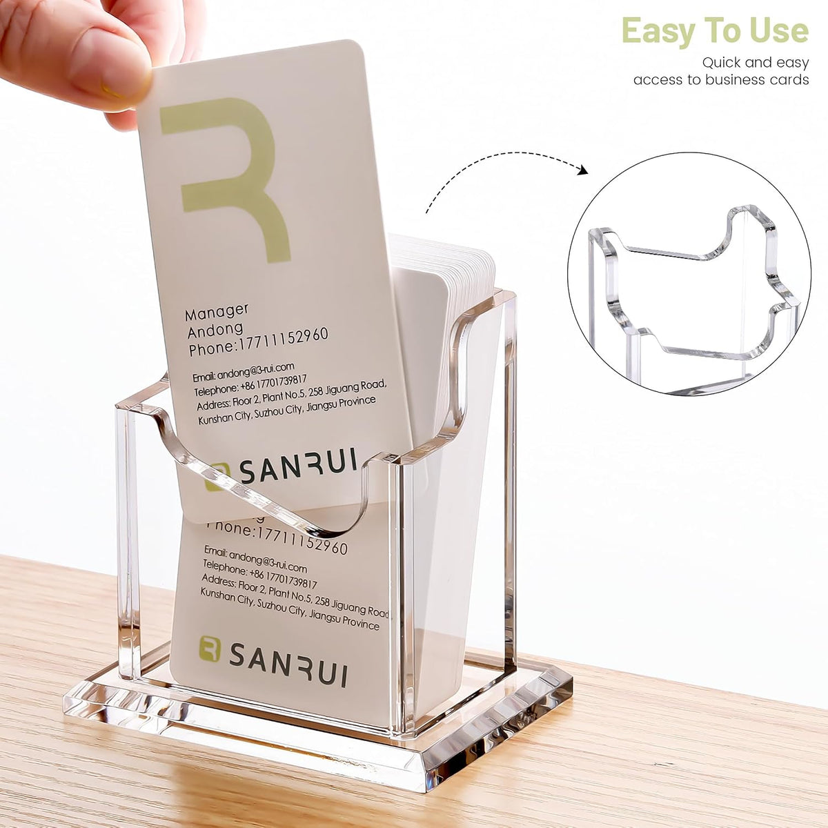 Acrylic Business Card Holder for Desk, Clear Vertical Card Organizer