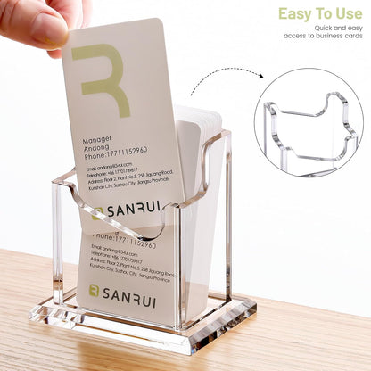 Acrylic Business Card Holder for Desk, Clear Vertical Card Organizer