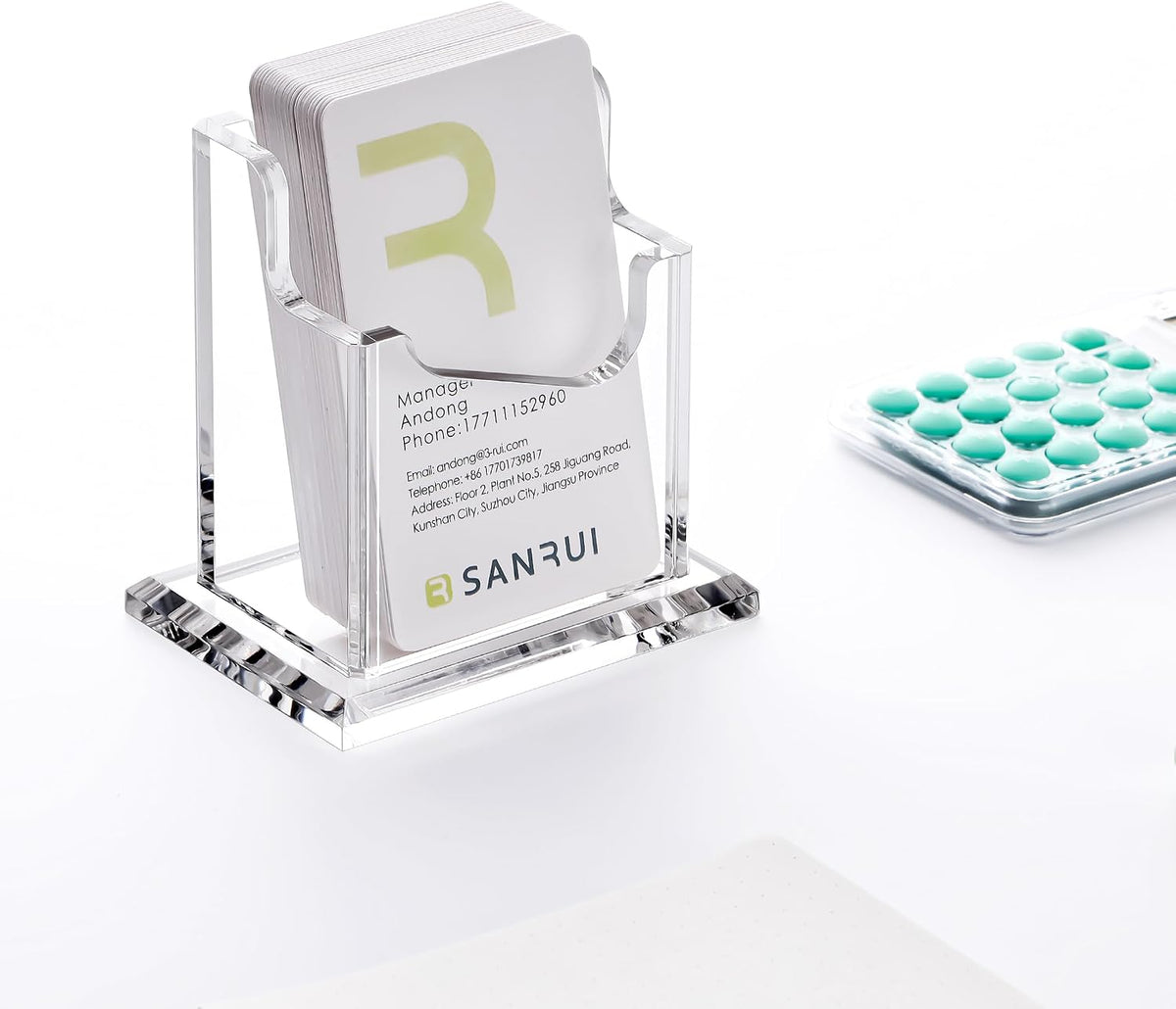 Acrylic Business Card Holder for Desk, Clear Vertical Card Organizer