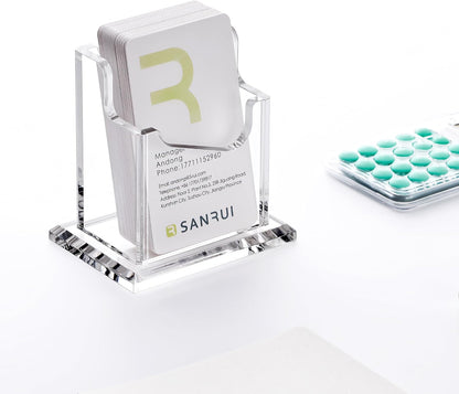 Acrylic Business Card Holder for Desk, Clear Vertical Card Organizer