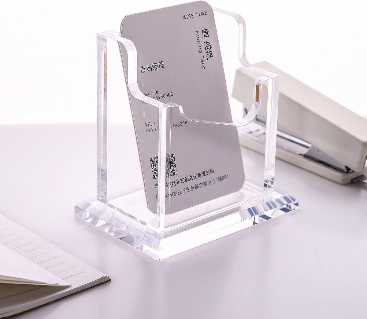Acrylic Business Card Holder for Desk, Clear Vertical Card Organizer