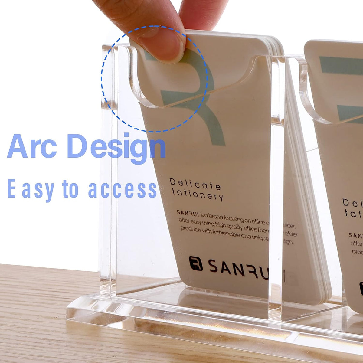 Acrylic Business Card Holder for Desk, Clear Vertical Card Organizer