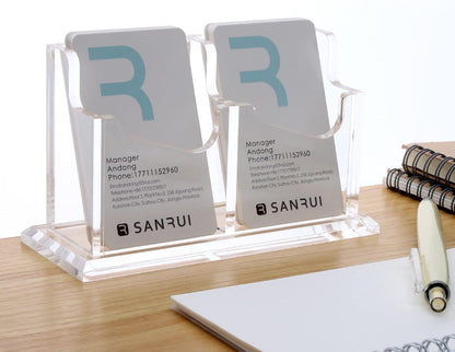 Acrylic Business Card Holder for Desk, Clear Vertical Card Organizer