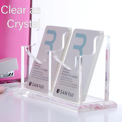 Acrylic Business Card Holder for Desk, Clear Vertical Card Organizer