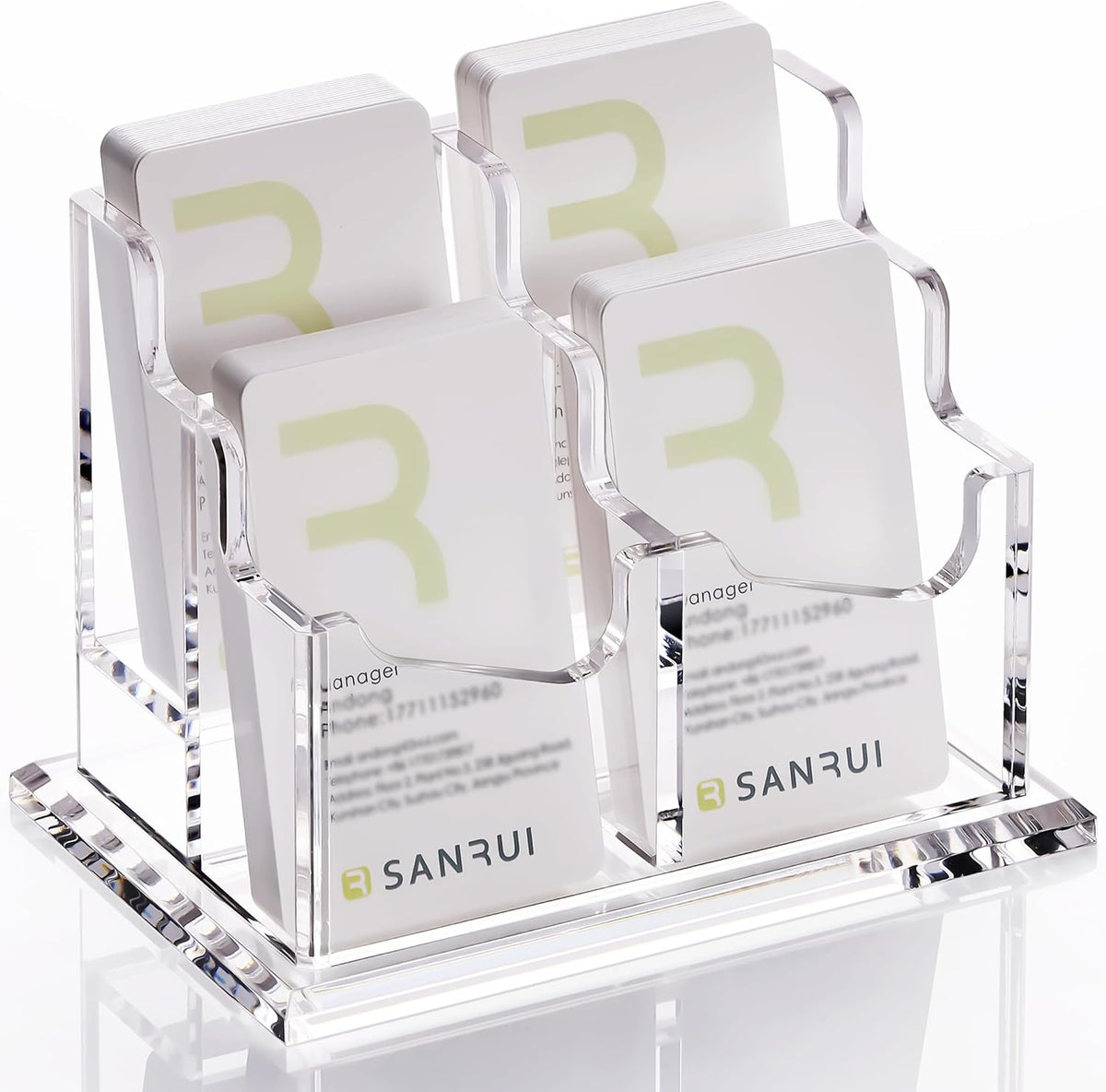 Acrylic Business Card Holder for Desk, Clear Vertical Card Organizer