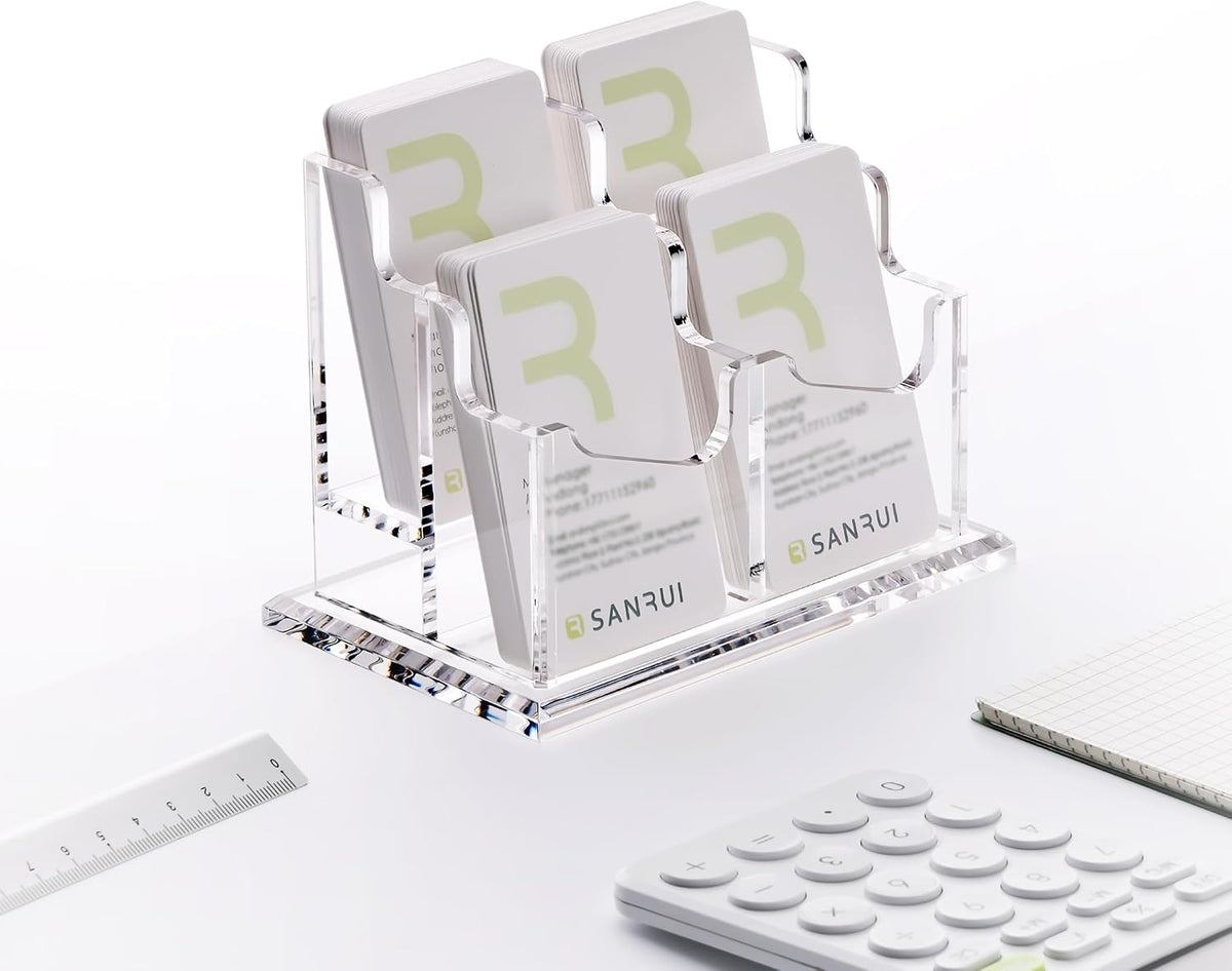 Acrylic Business Card Holder for Desk, Clear Vertical Card Organizer