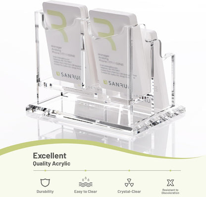 Acrylic Business Card Holder for Desk, Clear Vertical Card Organizer