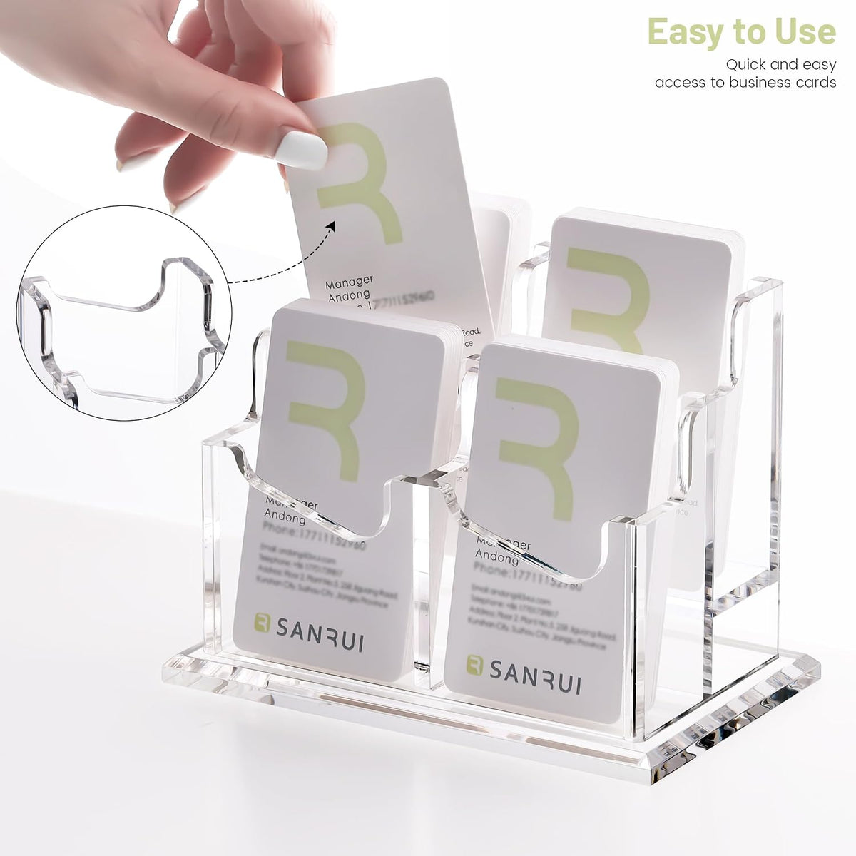 Acrylic Business Card Holder for Desk, Clear Vertical Card Organizer