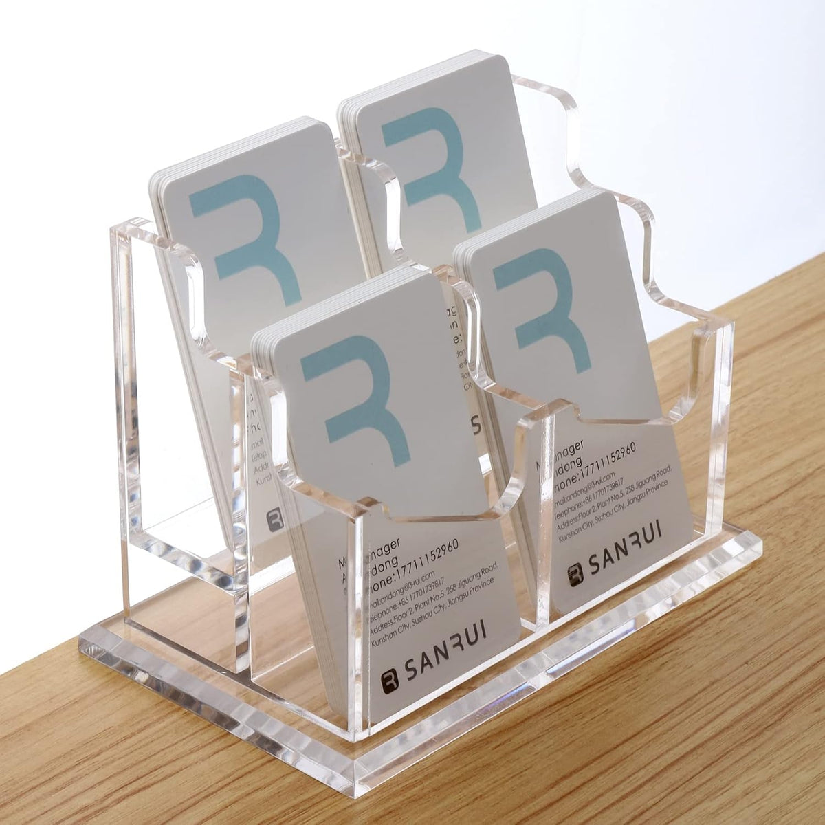 Acrylic Business Card Holder for Desk, Clear Vertical Card Organizer