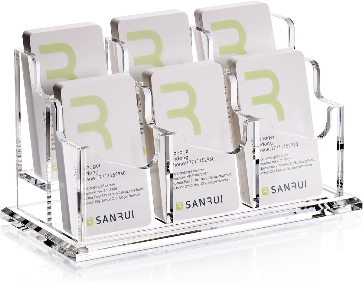 Acrylic Business Card Holder for Desk, Clear Vertical Card Organizer