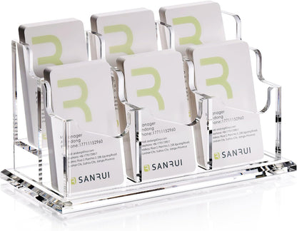 Acrylic Business Card Holder for Desk, Clear Vertical Card Organizer