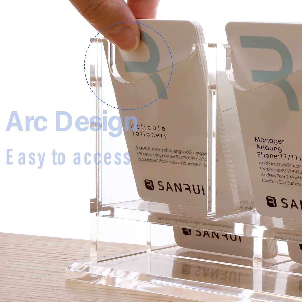 Acrylic Business Card Holder for Desk, Clear Vertical Card Organizer